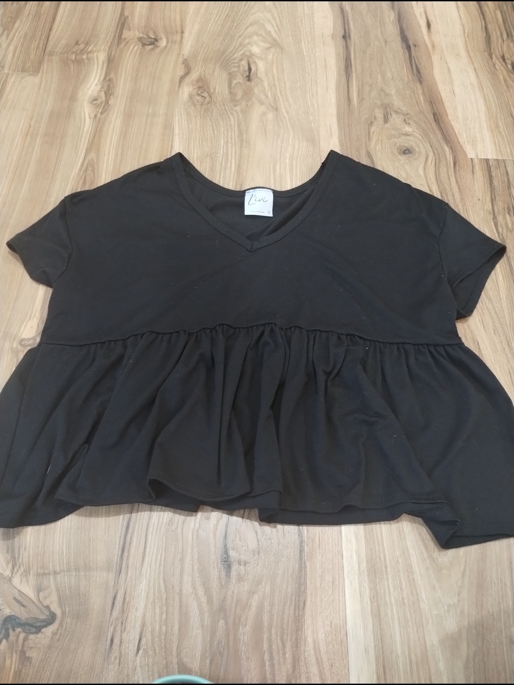Olivia Rae Black V-Neck Peplum Crop Top
